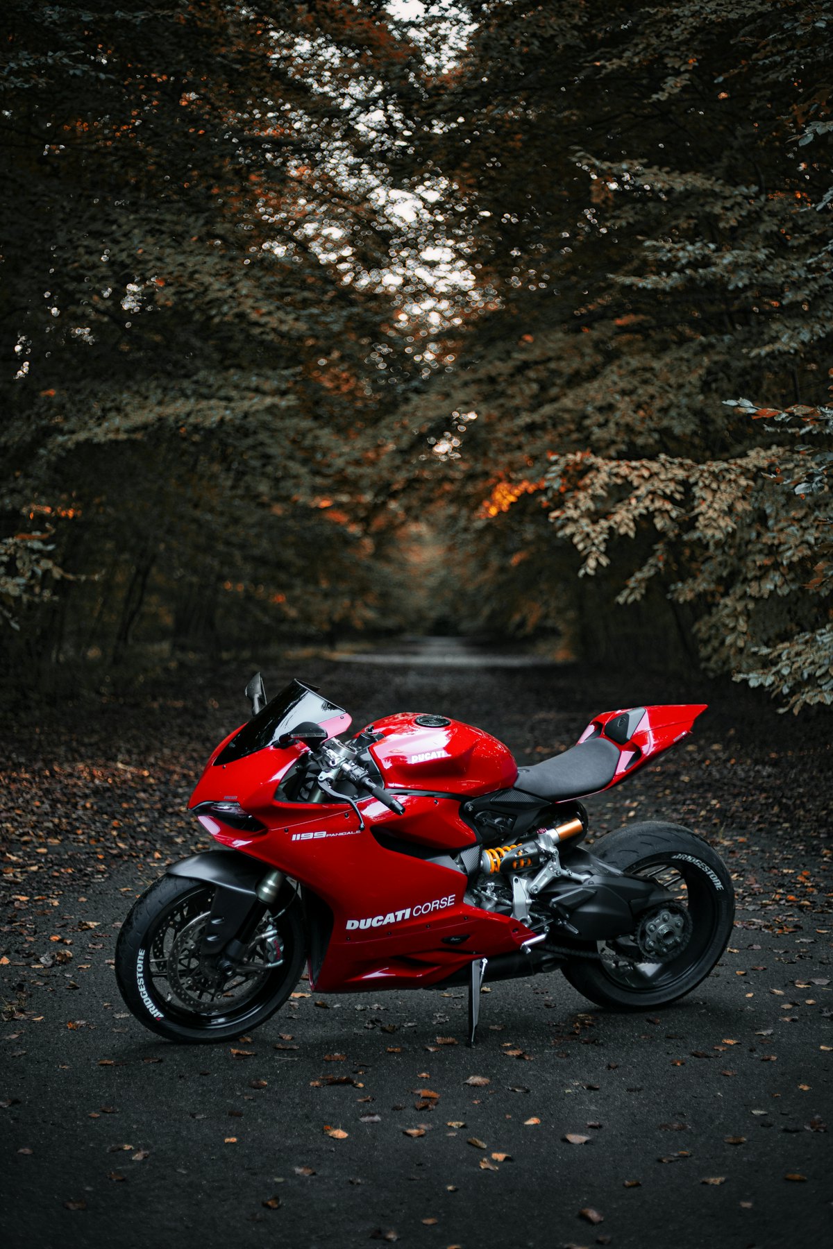 Moto vermelha na estrada